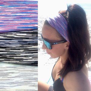 Hipsy 3-pack Xflex Adjustable Stretchy Violet/Grey/Mint Spandex Sport Headbands